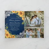 Invitation Rustic Sunflowers Navy Blue Wood QR Code Wedding (Intérieur)