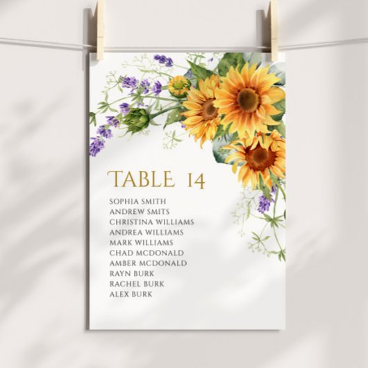 Invitation Rustic Sunflowers Wedding Seating Chart Cards