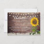 Invitation Rustic Sunfower String Lights Barne Détails du Mar (Devant)