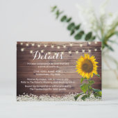 Invitation Rustic Sunfower String Lights Barne Détails du Mar (Debout devant)