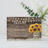 Invitation Rustic Sunfowers Détails du Mariage Hébergement (Debout devant)