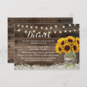Invitation Rustic Sunfowers Détails du Mariage Hébergement (Devant / Derrière)