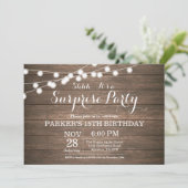 Invitation Rustic Surprise 15e anniversaire Bois (Debout devant)