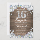Invitation Rustic Surprise 16e anniversaire Silver Diamond (Devant)