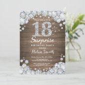 Invitation Rustic Surprise 18e anniversaire Silver Diamond (Debout devant)
