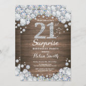 Invitation Rustic Surprise 21e anniversaire Silver Diamond (Devant / Derrière)