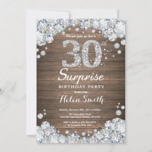 Invitation Rustic Surprise 30e anniversaire Silver Diamond