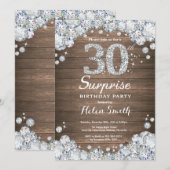 Invitation Rustic Surprise 30e anniversaire Silver Diamond (Devant / Derrière)