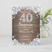Invitation Rustic Surprise 40e Anniversaire Diamond (Debout devant)