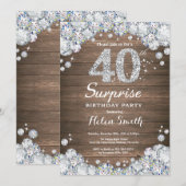 Invitation Rustic Surprise 40e Anniversaire Diamond (Devant / Derrière)