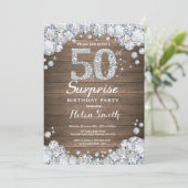Invitation Rustic Surprise 50e anniversaire Silver Diamond (Debout devant)