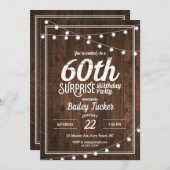 Invitation Rustic Surprise 60e anniversaire (Devant / Derrière)