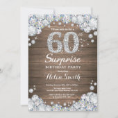 Invitation Rustic Surprise 60e anniversaire Silver Diamond (Devant)