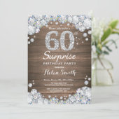 Invitation Rustic Surprise 60e anniversaire Silver Diamond (Debout devant)