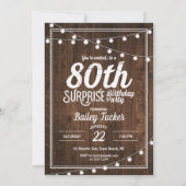 Invitation Rustic Surprise 80e fête d'anniversaire (Devant)