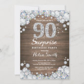 Invitation Rustic Surprise 90e anniversaire Silver Diamond (Devant)