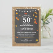 Invitation Rustic Surprise Anniversaire Automne Fête 50ème In (Debout devant)