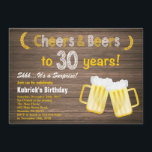 Invitation Rustic Surprise Cheers and Beers 30e anniversaire<br><div class="desc">Rustic Surprise Cheers and Beers 30th Birthday Invitation. Anniversaire adulte. Anniversaire de la bière pour hommes. Tableau noir et blanc Arrière - plan. Pour plus de personnalisation,  cliquez sur le bouton "Customiser" et utilisez notre outil de conception pour modifier ce modèle.</div>