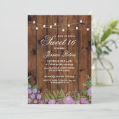 Invitation Rustic Sweet 16 Anniversaire Fête Floral Invitatio (Debout devant)