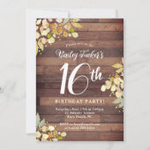 Invitation Rustic Sweet 16 automne Florals Feuille 16e annive (Devant)