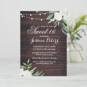 Invitation Rustic Sweet 16 Party Floral Blanc Flower Invitati (Debout devant)