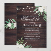 Invitation Rustic Sweet 16 Party Floral Blanc Flower Invitati (Devant / Derrière)