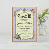 Invitation Rustic Sweet 16 Party Wonderland Teapot Tea Party (Debout devant)