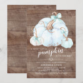 Invitation Rustic Sweet Petit Citrouille Baby shower garçons (Devant / Derrière)