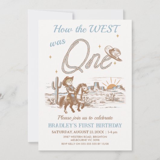 Invitation Rustic Tan Comment l'Occident a été un 1er anniver (Devant)