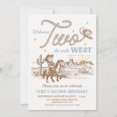 Invitation Rustic Tan Welcome Two The Wild West 2e anniversai (Devant)