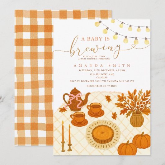 Invitation Rustic Tea Party L'amour brasse le Baby shower (Devant / Derrière)