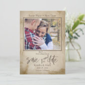 Invitation Rustic Tea Stain Your Photo Enregistrer la NOUVELL (Debout devant)