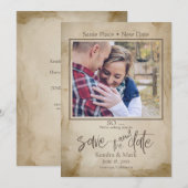 Invitation Rustic Tea Stain Your Photo Enregistrer la NOUVELL (Devant / Derrière)