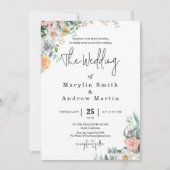 Invitation Rustic Terracotta and Orange Autumn Floral wedding (Devant)