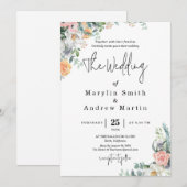 Invitation Rustic Terracotta and Orange Autumn Floral wedding (Devant / Derrière)