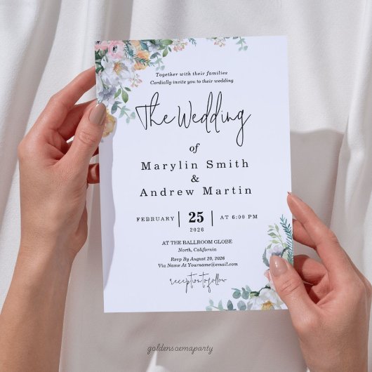 Invitation Rustic Terracotta and Orange Autumn Floral wedding