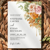 Invitation Rustic Terracotta Blush Floral Boho Wedding 