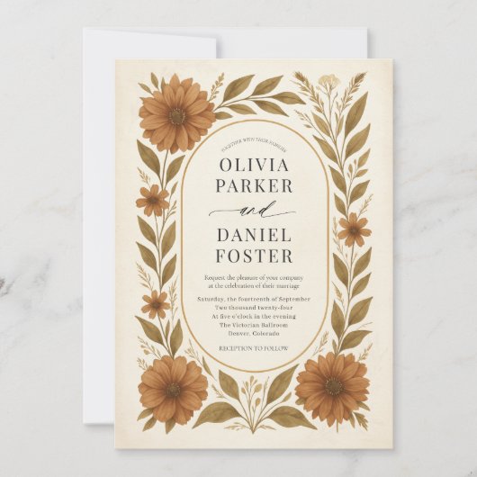 Invitation Rustic Terracotta Boho Floral Wedding (Devant)