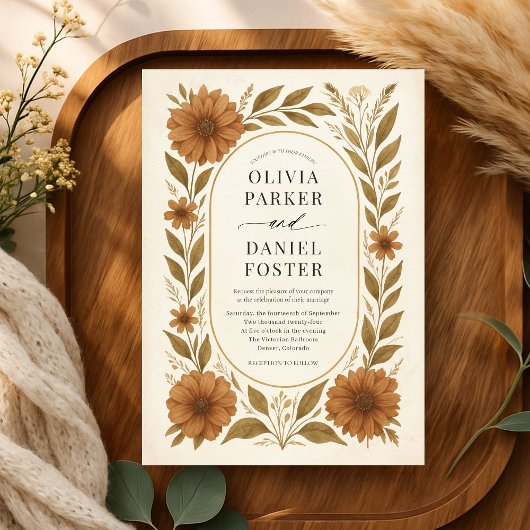 Invitation Rustic Terracotta Boho Floral Wedding