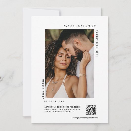 Invitation Rustic Terracotta Fall QR Code Mariage Photo (Dos)