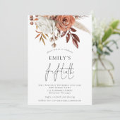 Invitation Rustic Terracotta Florals Cinquantième fête d'anni (Debout devant)