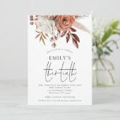 Invitation Rustic Terracotta Florals Trente Anniversaire (Debout devant)