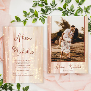 Invitation Rustic Terracotta Gold Watercolor Mariage photo