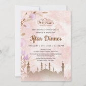 Invitation Rustic Terracotta Mosque and Floral Iftar Dinner (Devant)