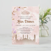 Invitation Rustic Terracotta Mosque and Floral Iftar Dinner (Debout devant)