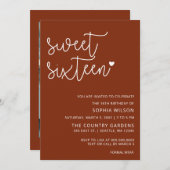 Invitation Rustic Terracotta Script Sweet 16 Anniversaire Pho (Devant / Derrière)