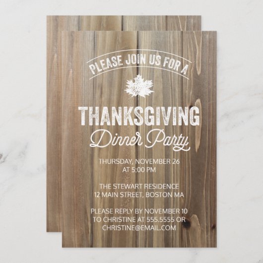 Invitation Rustic Thanksgiving (Devant / Derrière)