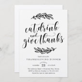 Invitation Rustic Thanksgiving (Devant / Derrière)