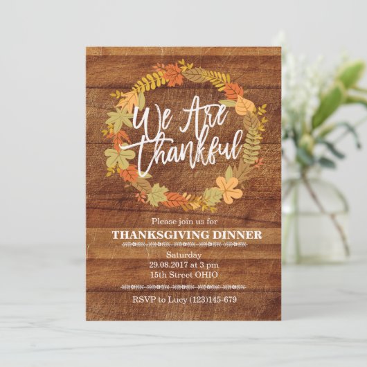Invitation Rustic Thanksgiving Diner (Debout devant)