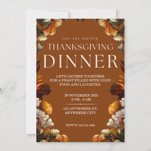 Invitation Rustic Thanksgiving Diner (Devant)